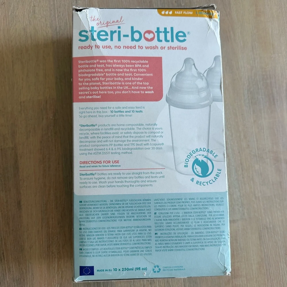 9 sets Steri-Bottle Disposable Baby Bottles (for travel)